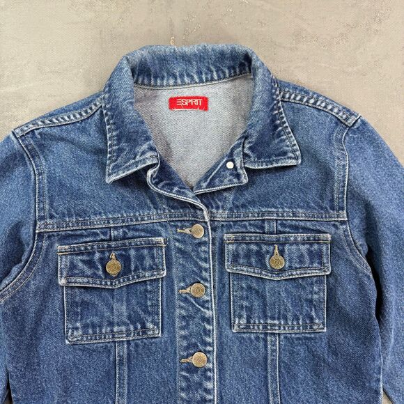 Vintage Esprit Stonewashed Denim Trucker Jacket Fits Women's XS - Picture 2 of 3